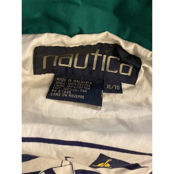 Vtg NAUTICA Sports Jacket Full Zip Hidden Hood Gorpcore Bomber Men's XL - Picture 11 of 12